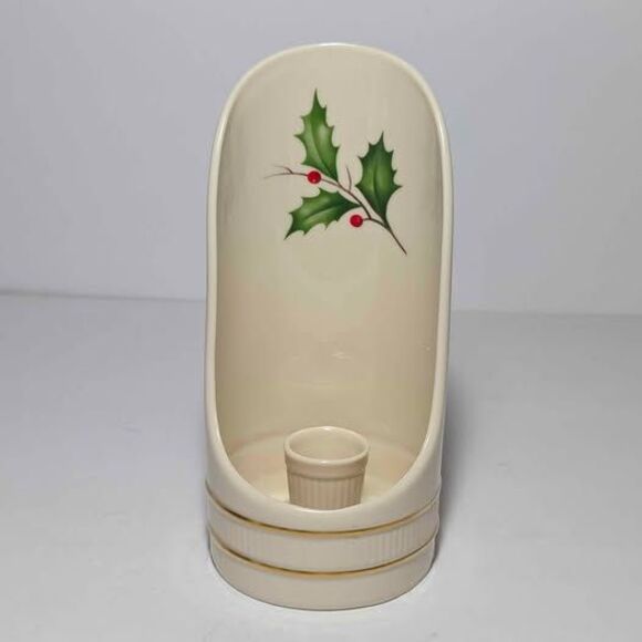 Lenox Holiday Candle Holder Holly Berries Christmas - Picture 1 of 7